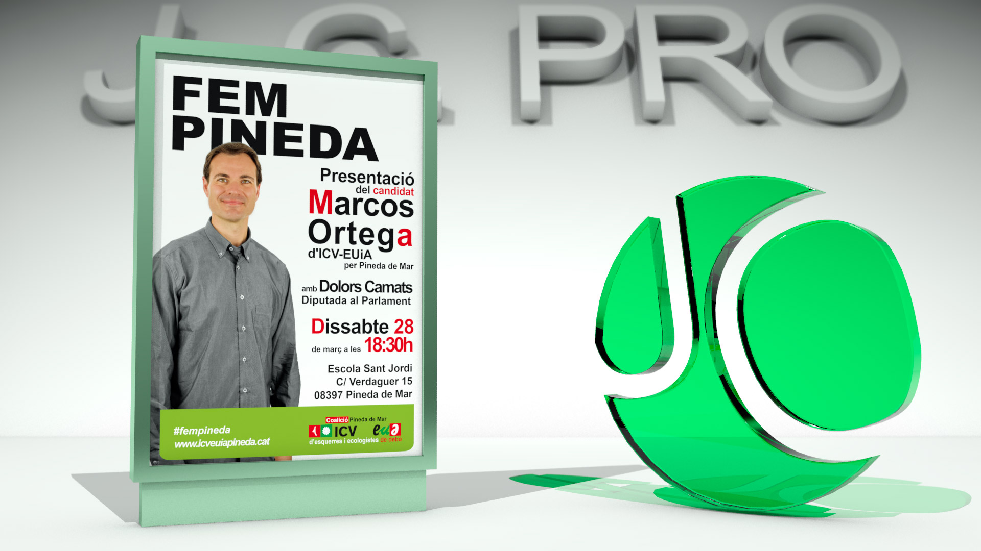 Fem Pineda. Creación del diseño y maquetado del cartel electoral para ICV-EUiA de Pineda de Mar.