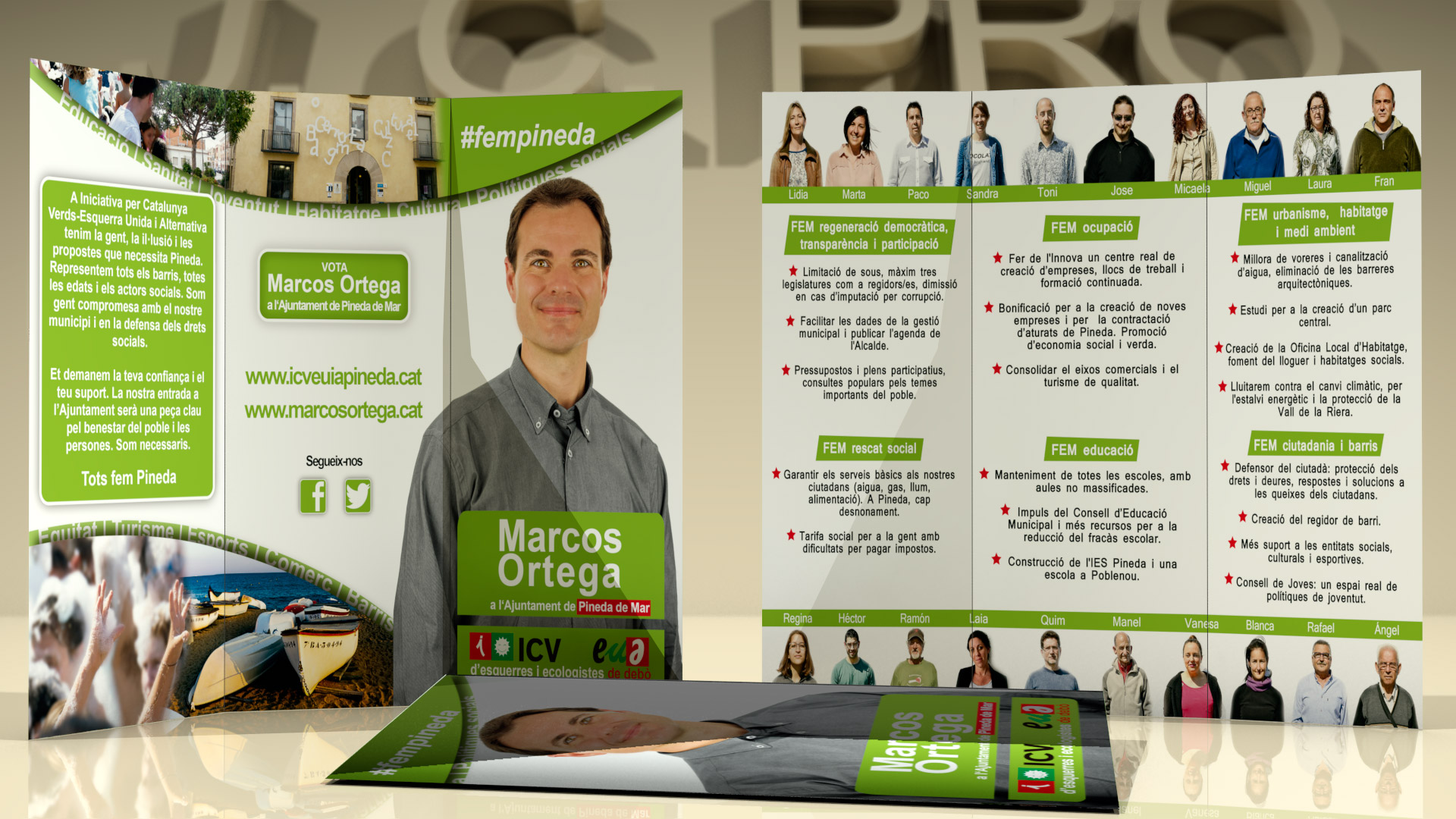 Elecciones 2015. Creación del diseño y maquetado del cartel para las elecciones 2015 al ayuntamiento de Pineda de Mar. Diseñado para ICV-EUiA de Pineda.